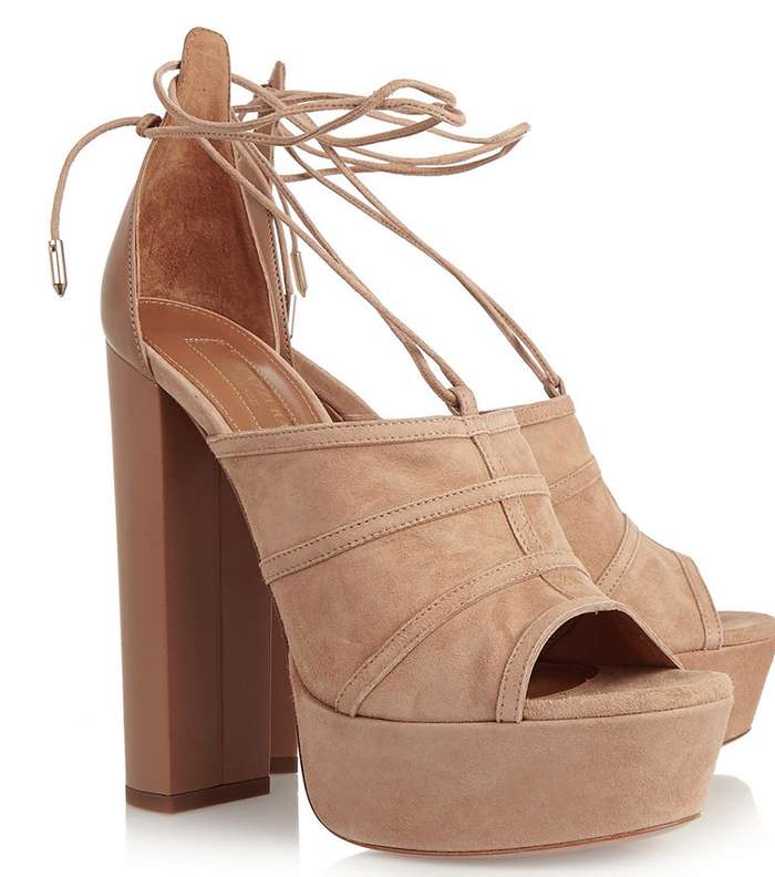 حذاء بكعب الـ Platform wedges بموضة النيود من Aquazzura لصيف 2016